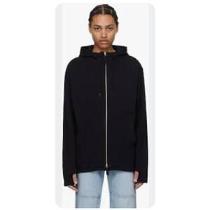 HELMUT LANG Relaxed Full Zip Hoodie Sweatshirt Black Oversized Cozy Men’s Size L